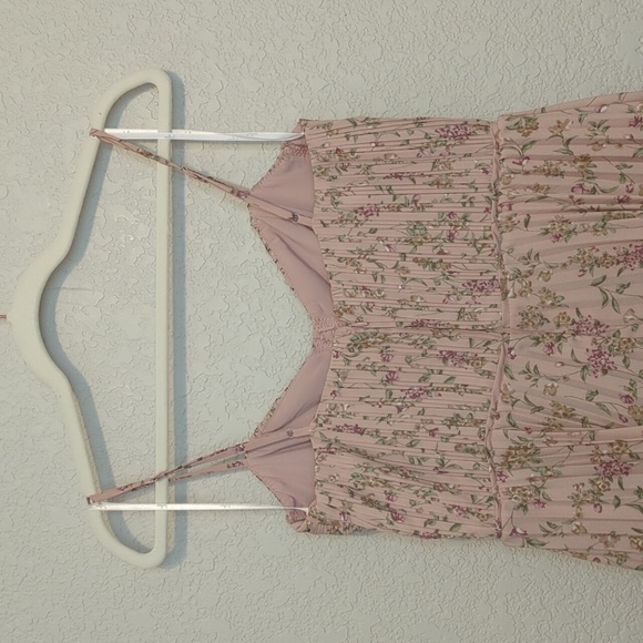 Lulu's Cascading Crush blush pink floral tiered sleeveless bustier midi dress - Picture 9 of 12